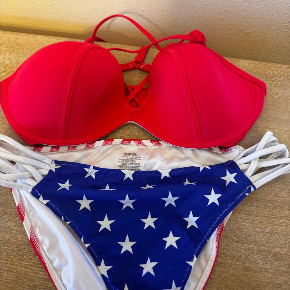 Women’s Red and Blue Star Bikini Set